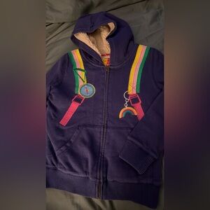 Mini Boden Navy Hoodie with Rainbow Embroidery